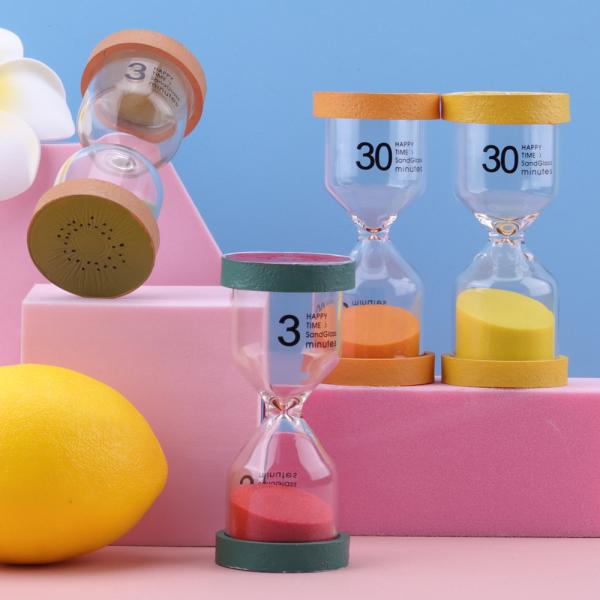 Quality Home Decor Resin Yoga Hourglass Shaped Fruit Mini Hourglass Timer for sale
