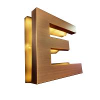 China Custom Signs Logo Metal Brand Advertising Gold Metal Wall Decor Business Signs Alphabet Letters 3D Metal Logo factory