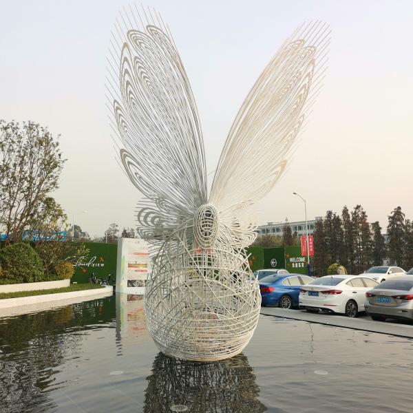 Quality Butterfly Metal Water Fountain Sculpture Tube Woven Stainless Steel Wire for sale