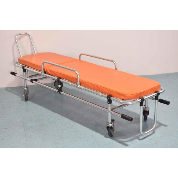 Quality 159Kg 55cm Foldable Stainless Steel Stretcher Trolley With Wheels Transfer for sale