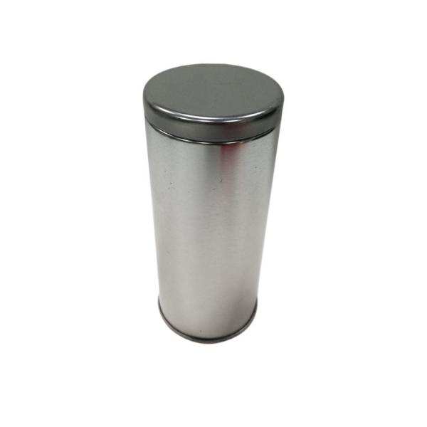 Quality Classic Glossy Varnish Silver Tea Caddy Tin Canisters With Airtight Plastic Ring On Lid for sale