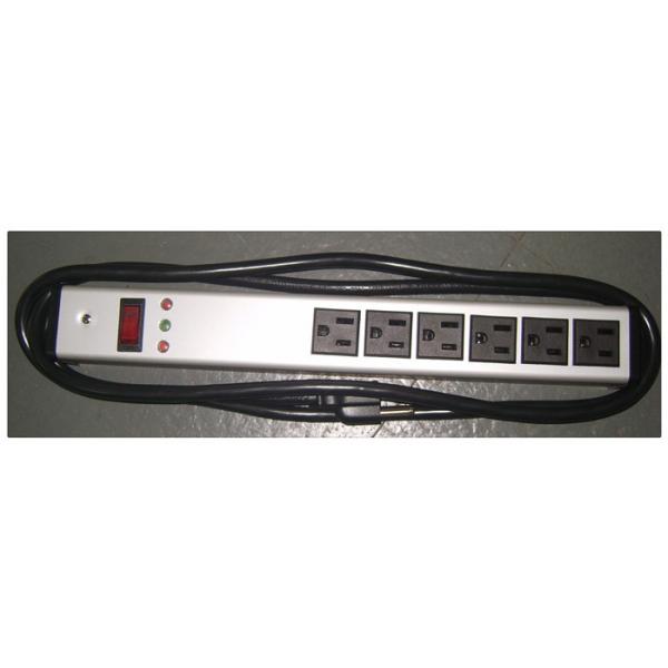 Quality Slim 6 Outlet Metal Power Strip Bar For Computers / Audio And Video Equipment for sale