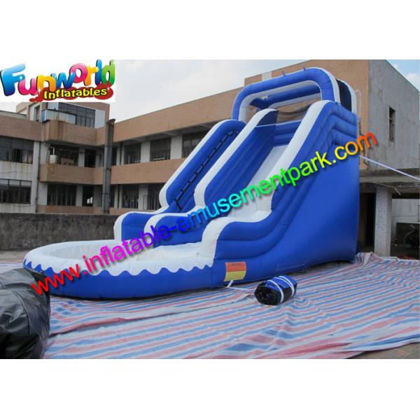 Quality Kids inflatable water slide , Blue Inflatable Wet Slide Combo Game for sale