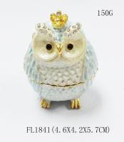 China Bird metal jewelry box owl trinket boxes alloy animal bird trinket jewelry box factory