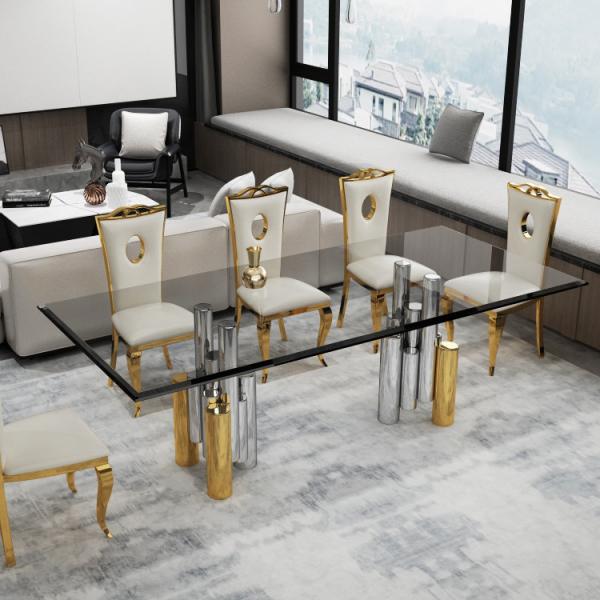 Quality SEDIA Modern Glass Dining Table Set For 6 Elliptic Shape for sale