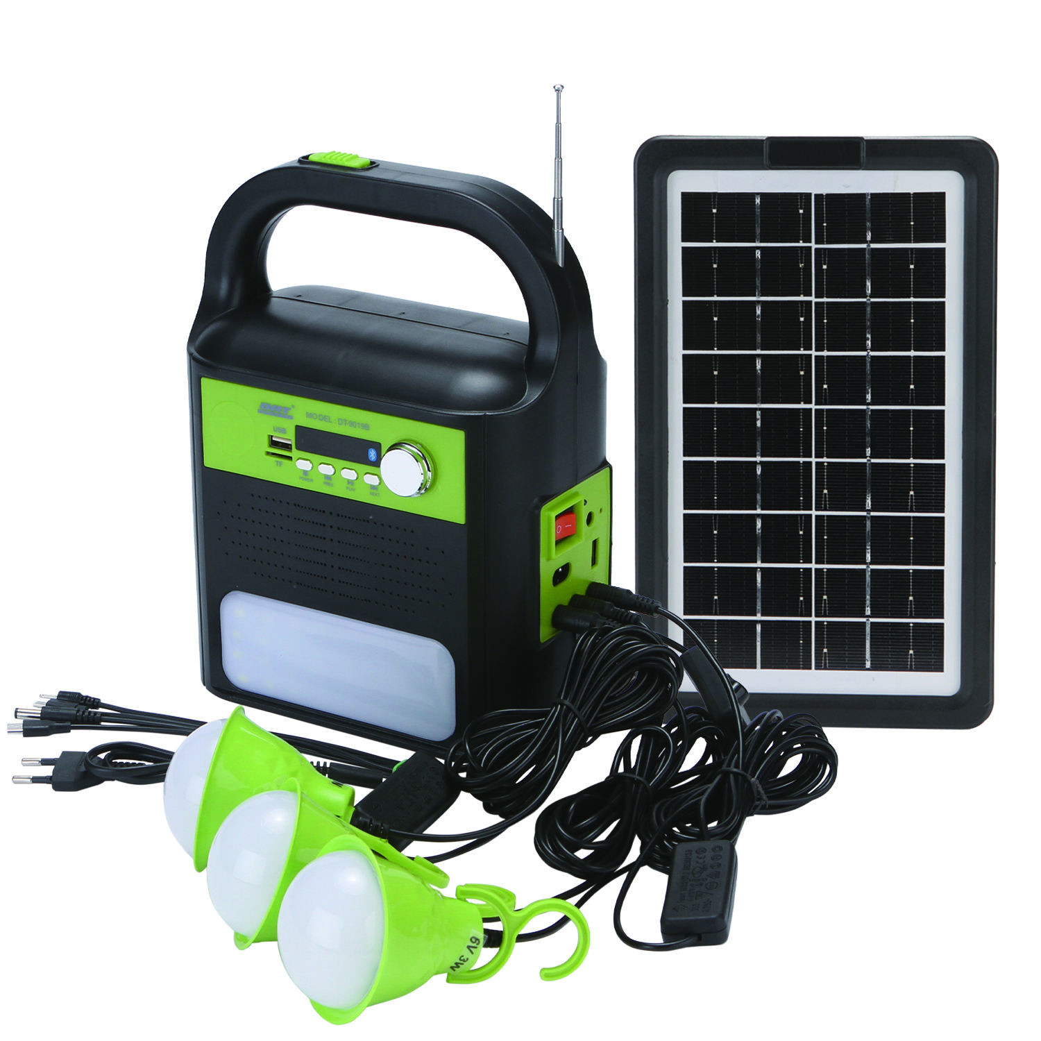 China Solar System Lighting  With Three Bulbs And USB Function  Solar Radio Music factory