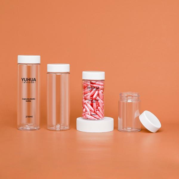 Quality cylindrical Plastic Bottle Pet Material With White Cap Empty PET Plastic Bottle for sale