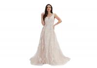 China White Tulle V Neck Long Wedding Dresses / Sweep Train Ball Gown factory