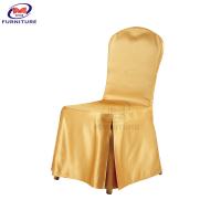 China Pleated Skirt Golden Chair Cover Smooth Polyester Chair Covers And Sashes factory