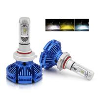 China Three Color 9005 Led Replacement Headlight Bulbs / Car H7 H4 Led Headlight Bulb factory