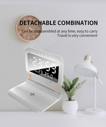 Quality Multi Function Alarm Qi Wireless Charger Clock Docking Station 15W All In One for sale