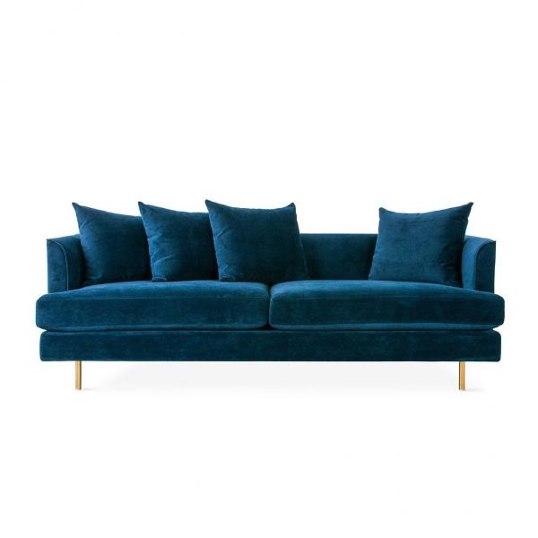 Quality European style modern design Blue velvet sofa with stainless steel metal base for sale