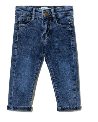 China Trend Children Jeans Slim Fit Full Length Custom Logo Soft Fabric Denim Pants factory