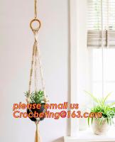 China COTTON ROPE BRAIDED FLOWER POTS HOLDER, DECORATIVE MACRAME PLANT HANGERS, HOUSEHOLD ARTICLES factory