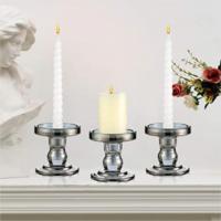 China Wholesale chic cheap gray glass candle holder for wedding decoration factory