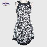 China New fashion round neck sleeveless flower printed casual dresses brand pretty women knitted dress in cheap price factory