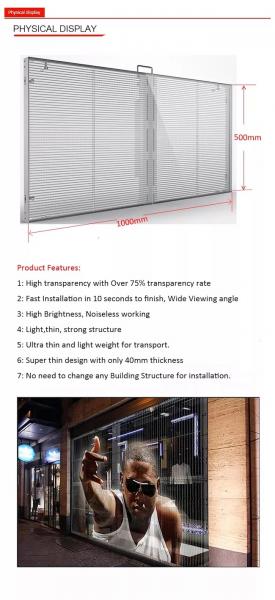 Semi Outdoor Flexible Transparent LED Display Panel Glass Indoor Window 1