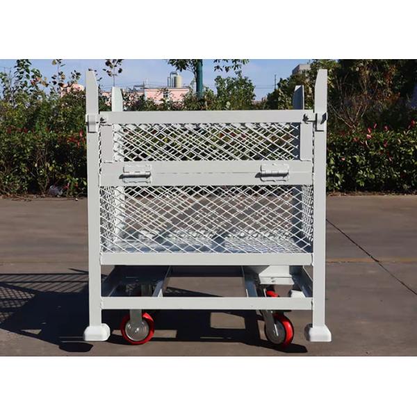 Quality Industrial Mobile Rigid Mesh Stillage Pallet Cage Trolley With Castors for sale