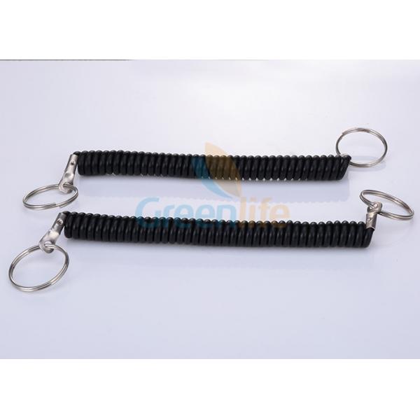 Quality Bungee Black PU Coiled Lanyard Cord , 3.0 MM Dia Retractable Tool Lanyard for sale