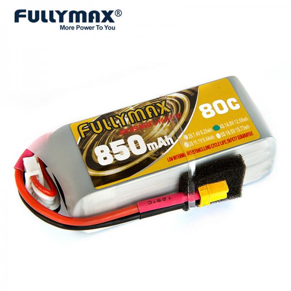 Quality Fullymax Lipo 4s 850MAH Lipo 14.8V 80C With Dean Style T Connector Quadcopter FPV RC Model Battery Pack for sale