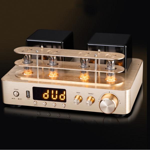 Quality 2.0 Channel Bluetooth Audio Amplifier , Vacuum Tube Amplifier Gold Color for sale