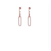 China Custom Fashion CZ 925 Sterling Silver Women Statement Earrings Jewelry Paper Clip Earring factory