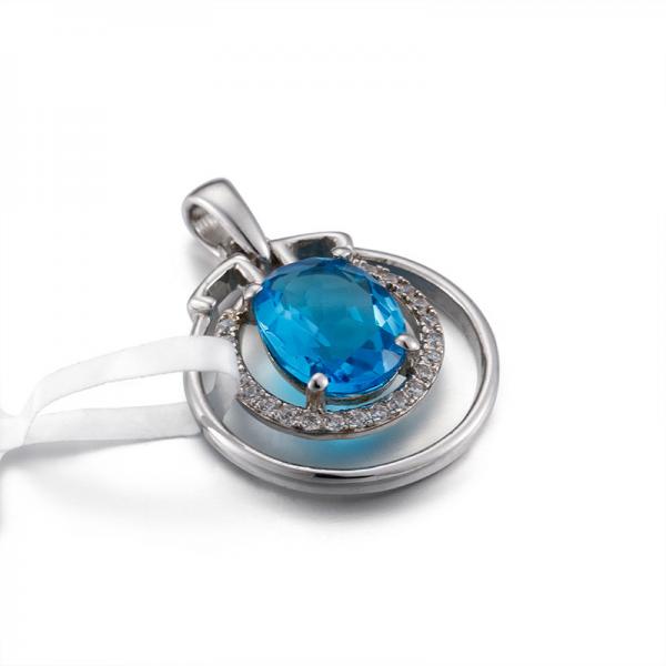 Quality 2.05g 925 Silver Gemstone Pendant Necklace Charms Oval Blue Sapphire for sale