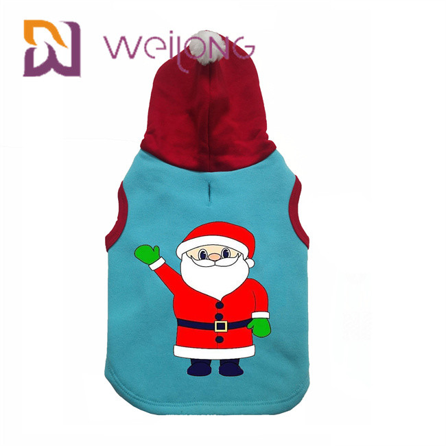 China CVC Fleece Winter Pet Hoodie Clothes Christmas Cat Dog Hoodie Sweater With Santa Claus factory