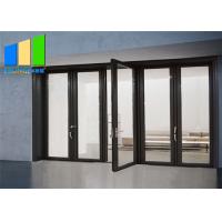 China Aluminum Folding Door Double Tempered Glass Accordion Door For Veranda for sale