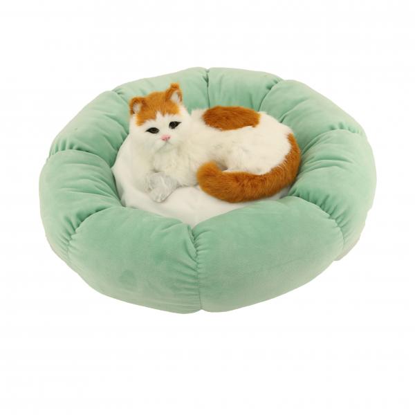 Quality Soft Comfortable Pet Bed 60cm 70cm Suede Canvas Dog Bed Cozy Calming Cat Bed 40CM 55CM for sale