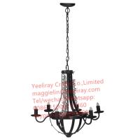 China YL-L1019 Vintage Industrial Lamp Square Round Rattan rustic metal Hanging Pendant Light with crystal factory
