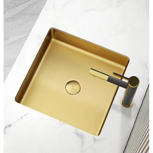Quality Brushed SUS304 Square Vessel Sink , Undermount Bathroom Basin Sinks for sale