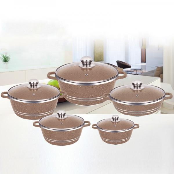 Quality OEM/ODM Kitchen Pots Granite Aluminum Pans And Pots Double Bottom Nonstick Cookware Sets for sale