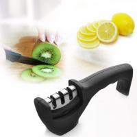 China Black Pull Through Knife Sharpener Ceramic Steel Knife Sharpener With Rubber Painting factory