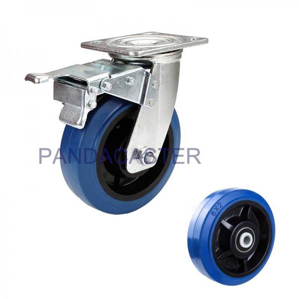Quality Rubber Heavy Duty Casters 280KG Zinc Plated Finish With Total Brake Device for sale