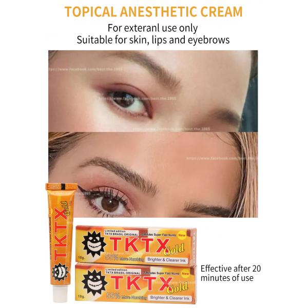 Quality Tattoo Numbing Cream Permanent Makeup Stop Pain TKTX Tattoo Numbing Cream Gold 10g Lidocaine Microblading for sale