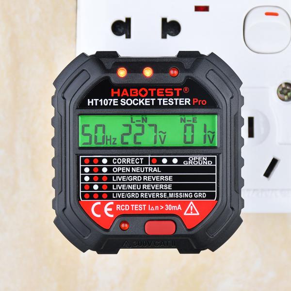 Quality Open Neutral Plug Socket Tester ,  HT107E Wall Socket Tester for sale