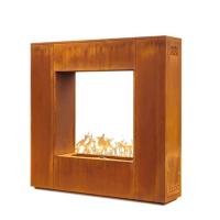 China 72 Inch Free-Standing Patio Heater Corten Steel Natural Gas Burner Fireplace factory