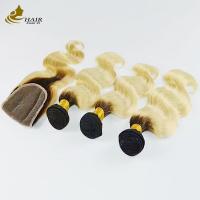 China 1B Blonde Ombre Human Hair Extensions Remy Weave Wig Bundles With Closure factory