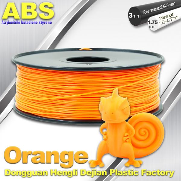 Quality Orange 3D Printing Materials 1.75mm ABS 3D Printer Filament In Roll for sale