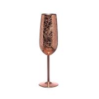 China Etching Stainless Steel Champagne Flutes Glass 200ml Champagne Glasses For Parties And Anniversary factory