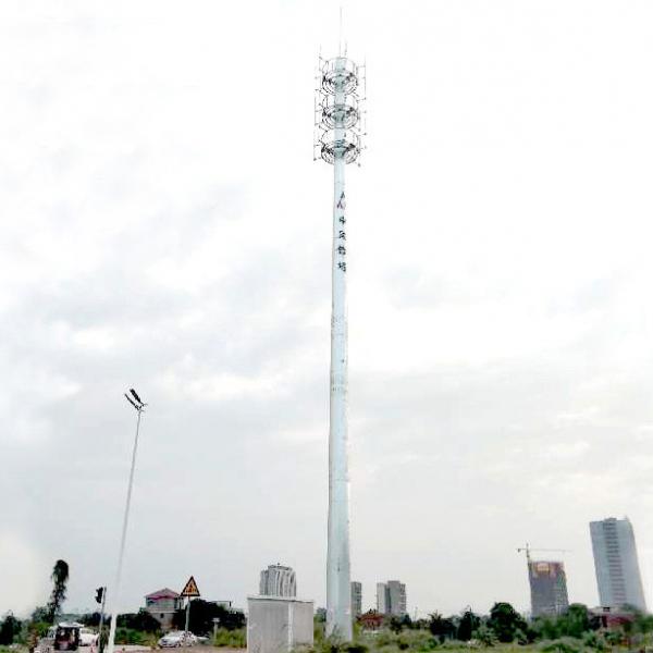 Quality 35m Tubular Telecom Steel Tower 2 Platforms For Mounting Telecom Antennas for sale