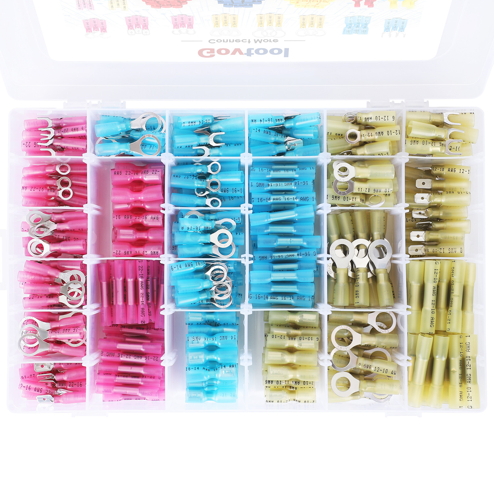 China Durable Plastic Heat Shrink Wire Connectors , Multipurpose Insulated Wire Terminals 540pcs factory