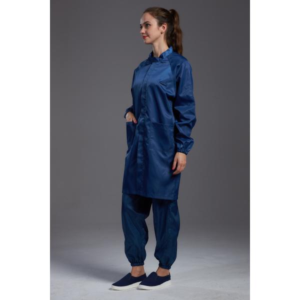 Quality Anti Static ESD Garment Resuable labcoat Class1000 straight open zipper stand for sale