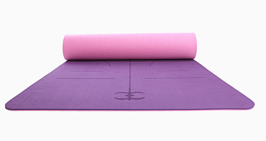 China TPE Non-Slip Yoga Mat 6mm Eco-Friendly And Tasteless Fitness & Workout Mat with Body Alignment System For Yoga, Pilates for sale
