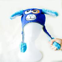 China Knitting acrylic outdoor warm cute animal hat with hand's sensitive squeezer ballon floppy hats with ears for kids factory