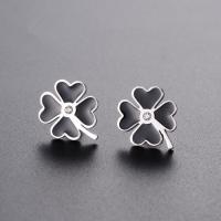 China Custom fashion four leaf clover jewelry earrings stainless steel metal lucky you enamel stud earrings for sale