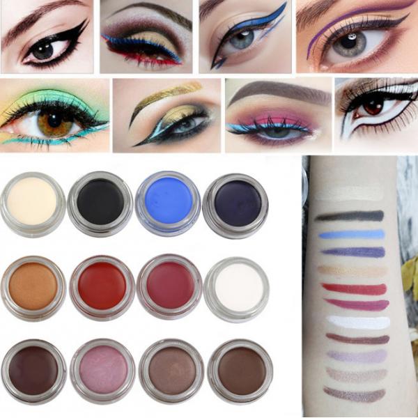 Quality 12 Color Organic Makeup Glitter Smudge Proof Eyeliner Gel You Own Brand Long Lasting for sale