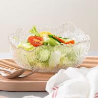 China Irregular Crystal Clear Glass Serving Bowls 32 oz Extra Large Salad Mixing Bowl factory