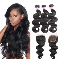 china Body Wave Human Hair Bundles With Closure Brazilian Hair Weave 3 Bundles with Closure Remy Hair weft